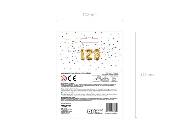Foil Balloon Number ''0'', 35cm, gold