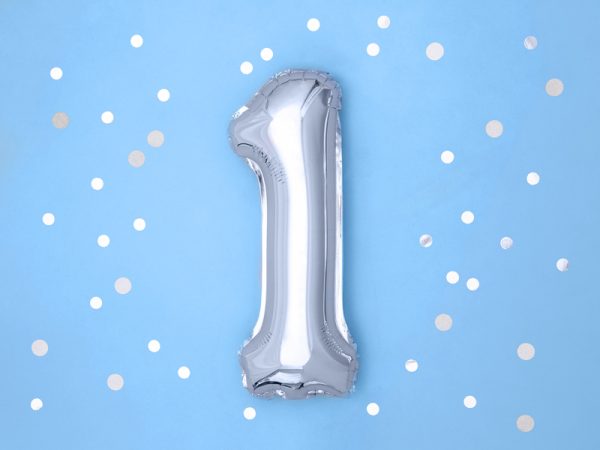 Foil Balloon Number ''1'', 35cm, silver
