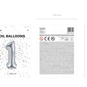 Foil Balloon Number ''1'', 35cm, silver