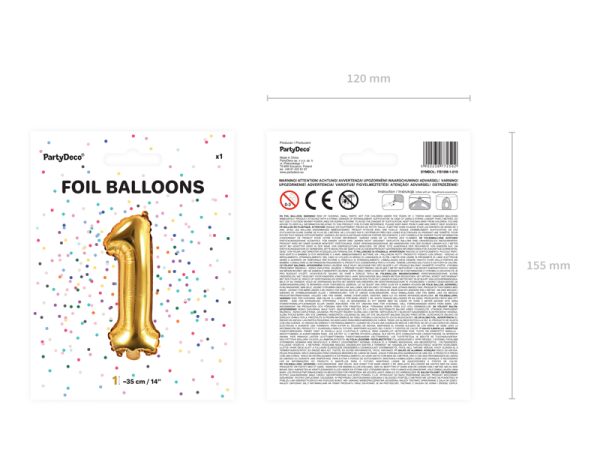 Foil Balloon Number ''1'', 35cm, gold