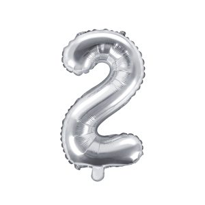 Foil Balloon Number ''2'', 35cm, silver