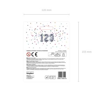 Foil Balloon Number ''2'', 35cm, silver