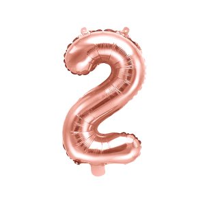 Foil Balloon Number ''2'', 35cm, rose gold
