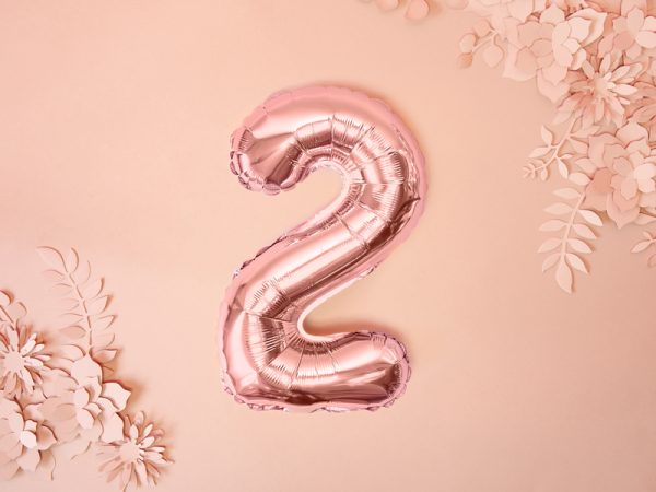 Foil Balloon Number ''2'', 35cm, rose gold