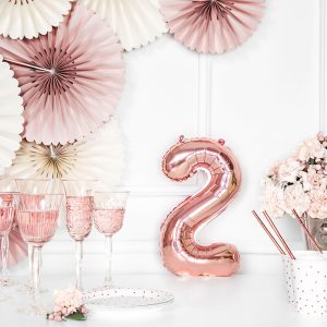 Foil Balloon Number ''2'', 35cm, rose gold