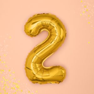 Foil Balloon Number ''2'', 35cm, gold