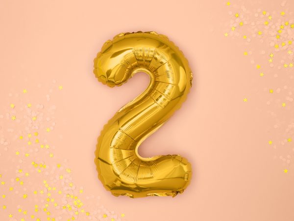 Foil Balloon Number ''2'', 35cm, gold