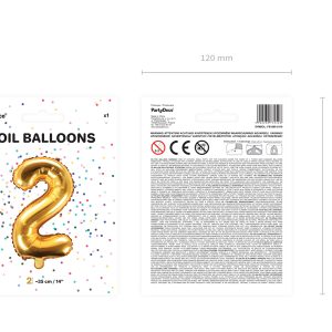 Foil Balloon Number ''2'', 35cm, gold