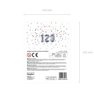Foil Balloon Number ''3'', 35cm, silver