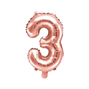 Foil Balloon Number ''3'', 35cm, rose gold