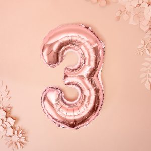 Foil Balloon Number ''3'', 35cm, rose gold