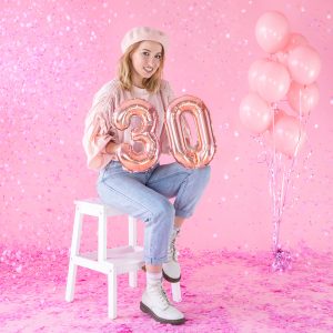 Foil Balloon Number ''3'', 35cm, rose gold