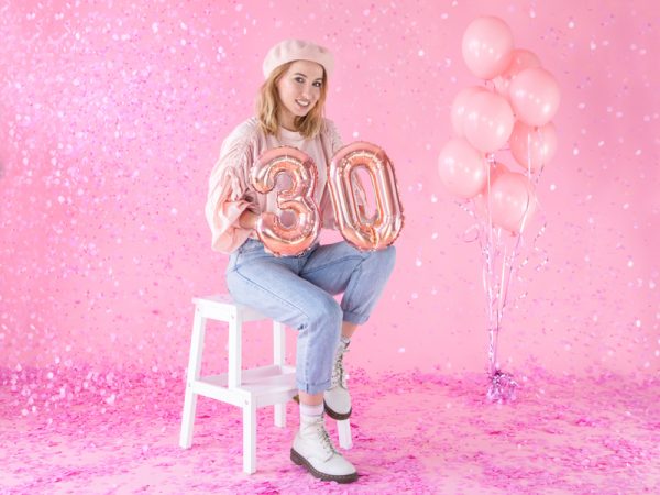 Foil Balloon Number ''3'', 35cm, rose gold