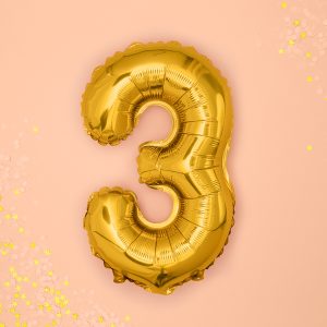 Foil Balloon Number ''3'', 35cm, gold