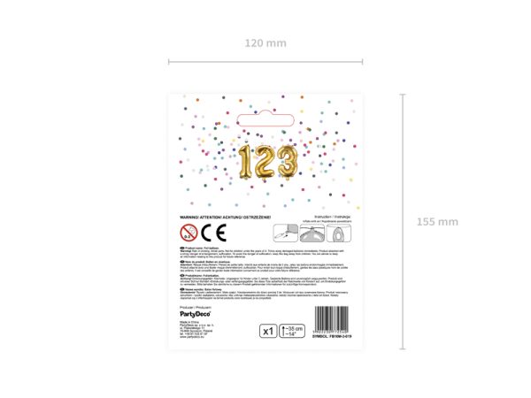 Foil Balloon Number ''3'', 35cm, gold