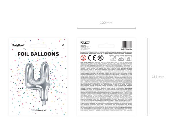 Foil Balloon Number ''4'', 35cm, silver