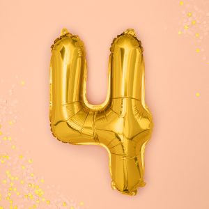 Foil Balloon Number ''4'', 35cm, gold
