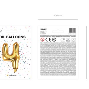 Foil Balloon Number ''4'', 35cm, gold
