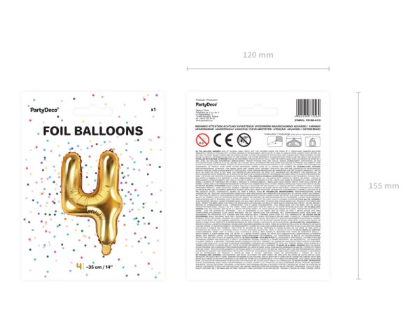 Foil Balloon Number ''4'', 35cm, gold