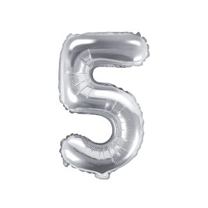 Foil Balloon Number ''5'', 35cm, silver
