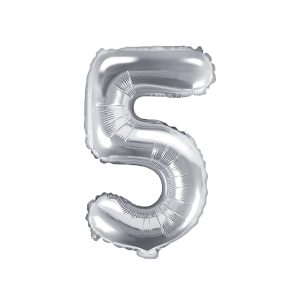 Foil Balloon Number ''5'', 35cm, silver