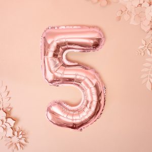 Foil Balloon Number ''5'', 35cm, rose gold