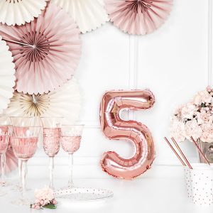 Foil Balloon Number ''5'', 35cm, rose gold