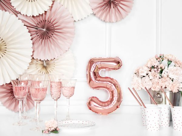 Foil Balloon Number ''5'', 35cm, rose gold