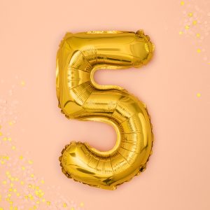 Foil Balloon Number ''5'', 35cm, gold