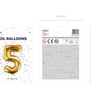 Foil Balloon Number ''5'', 35cm, gold