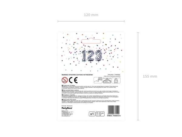 Foil Balloon Number ''6'', 35cm, silver
