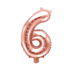 Foil Balloon Number ''6'', 35cm, rose gold