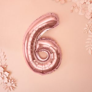 Foil Balloon Number ''6'', 35cm, rose gold