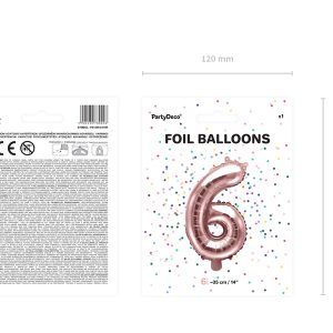 Foil Balloon Number ''6'', 35cm, rose gold