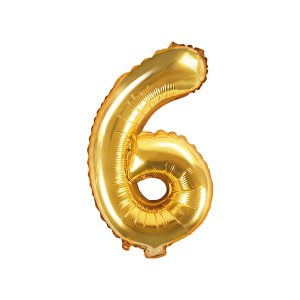 Foil Balloon Number ''6'', 35cm, gold