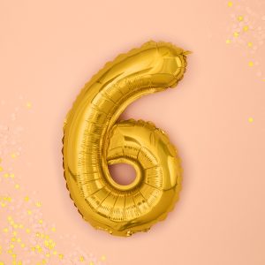 Foil Balloon Number ''6'', 35cm, gold