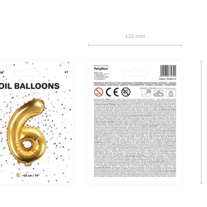 Foil Balloon Number ''6'', 35cm, gold
