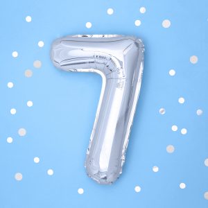 Foil Balloon Number ''7'', 35cm, silver