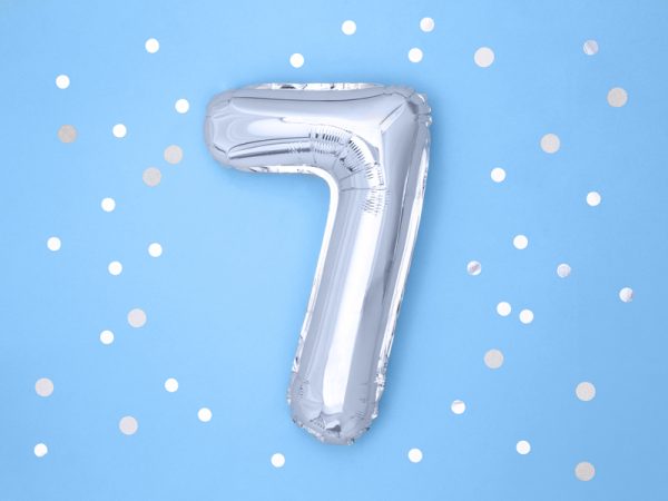 Foil Balloon Number ''7'', 35cm, silver