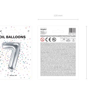 Foil Balloon Number ''7'', 35cm, silver