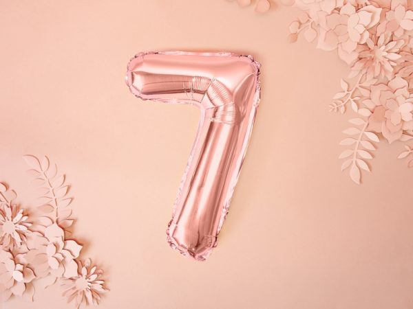 Foil Balloon Number ''7'', 35cm, rose gold