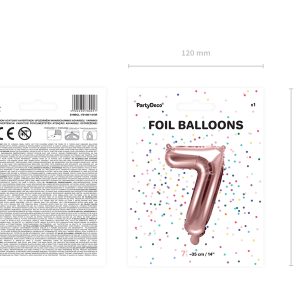 Foil Balloon Number ''7'', 35cm, rose gold