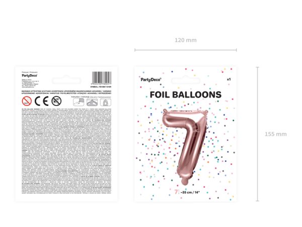 Foil Balloon Number ''7'', 35cm, rose gold