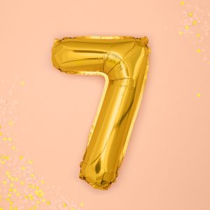 Foil Balloon Number ''7'', 35cm, gold