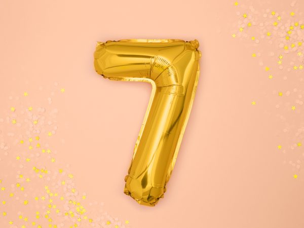 Foil Balloon Number ''7'', 35cm, gold