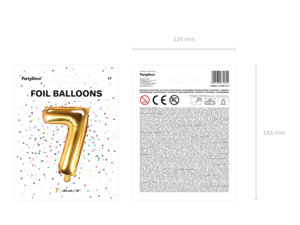 Foil Balloon Number ''7'', 35cm, gold