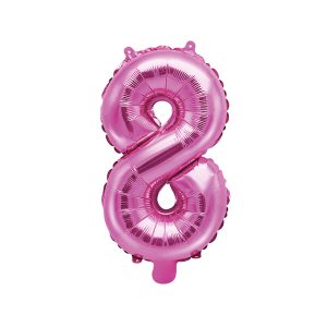 Foil Balloon Number ''8'', 35cm, dark pink