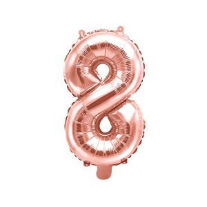 Foil Balloon Number ''8'', 35cm, rose gold