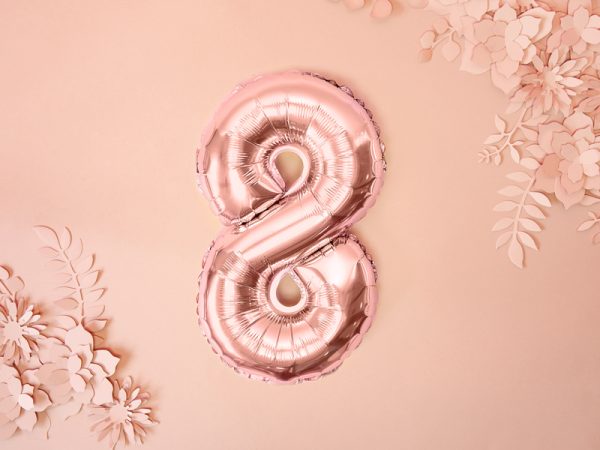 Foil Balloon Number ''8'', 35cm, rose gold