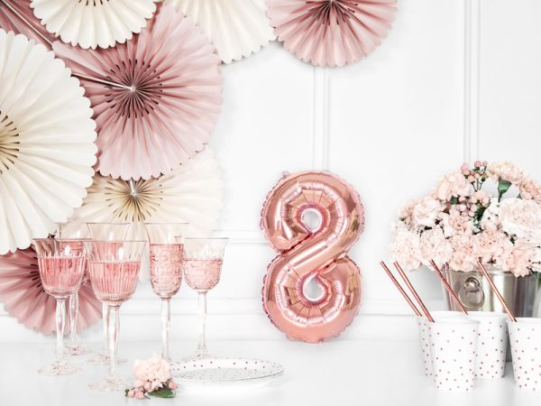 Foil Balloon Number ''8'', 35cm, rose gold